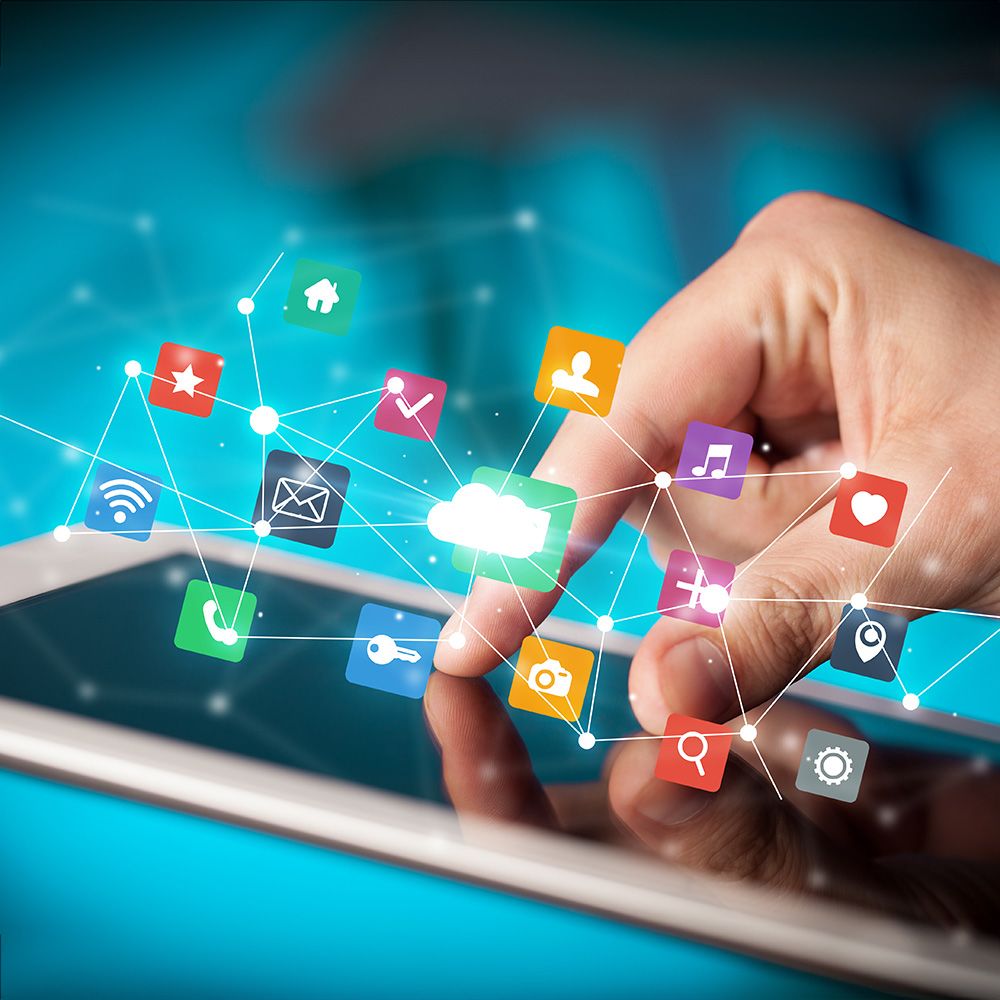 Symbolbild eines Tablets mit vielen Apps.