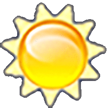 Pulsierendes, gelbes Sonnen-Icon.