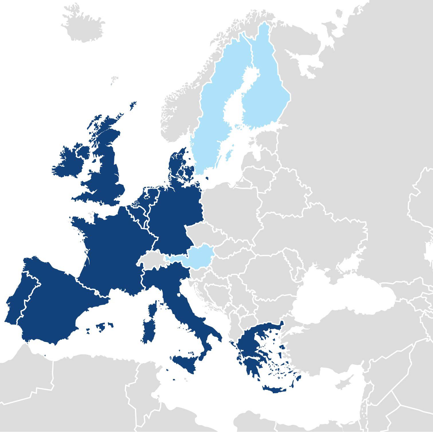 Karte der EU-Erweiterung um Österreich, Schweden und Finnland