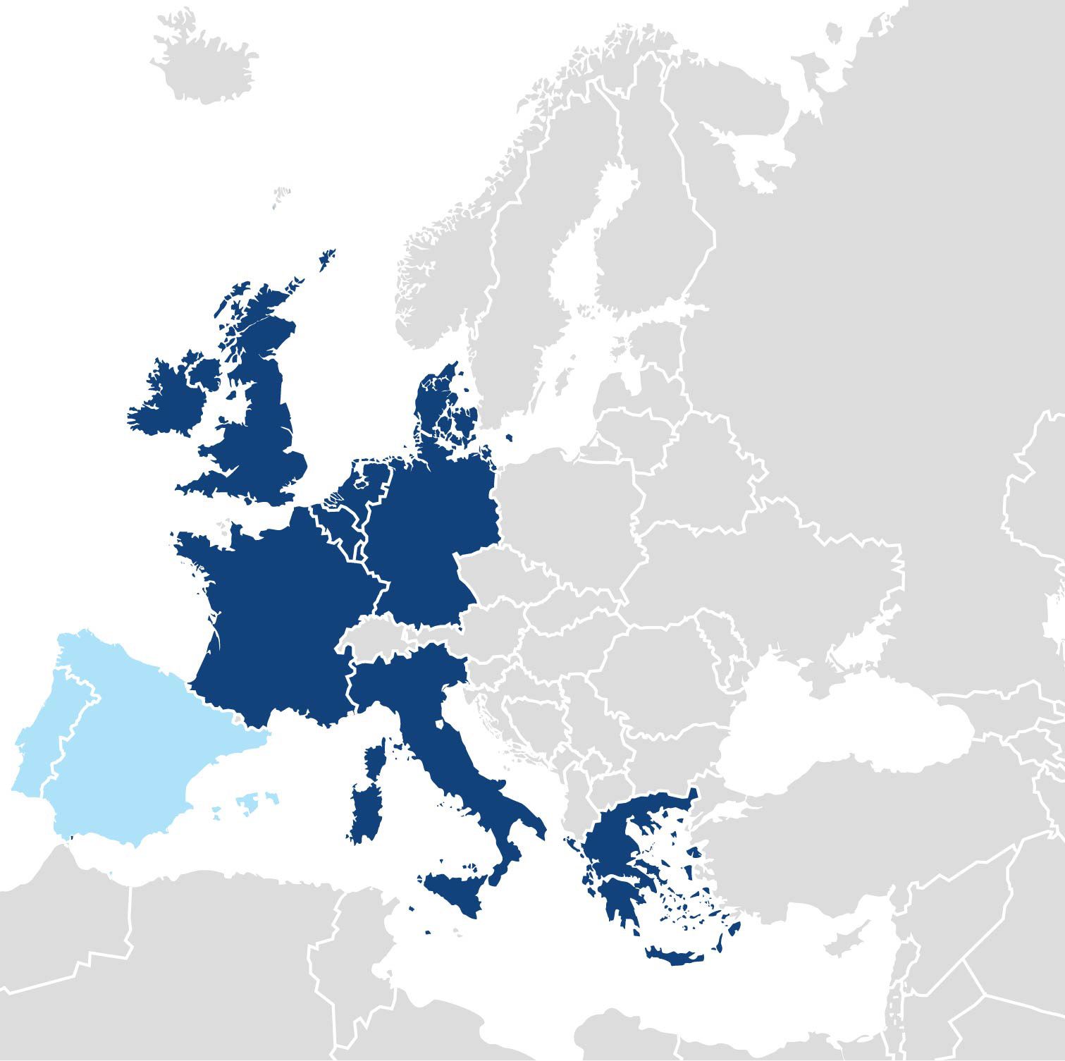 Karte der EU-Erweiterung um Spanien und Portugal