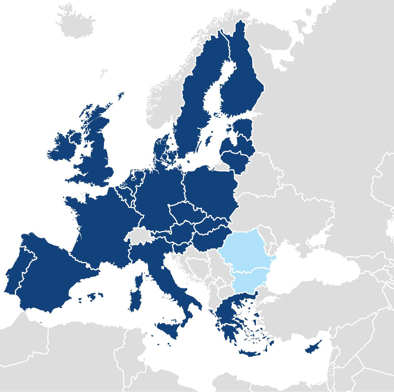 Karte der EU-Erweiterung um Rumänien und Bulgarien