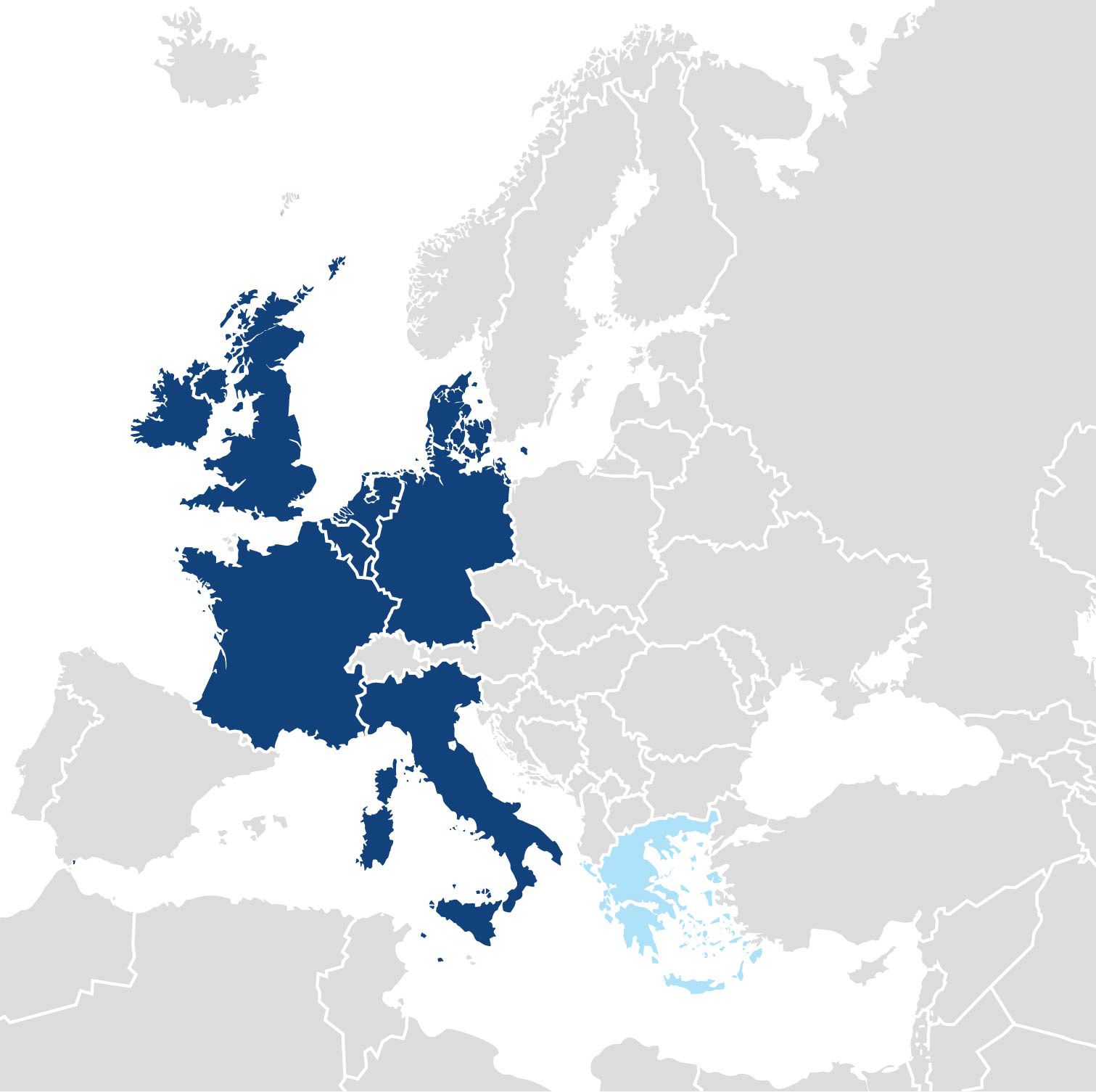 Karte der EU-Erweiterung um Griechenland