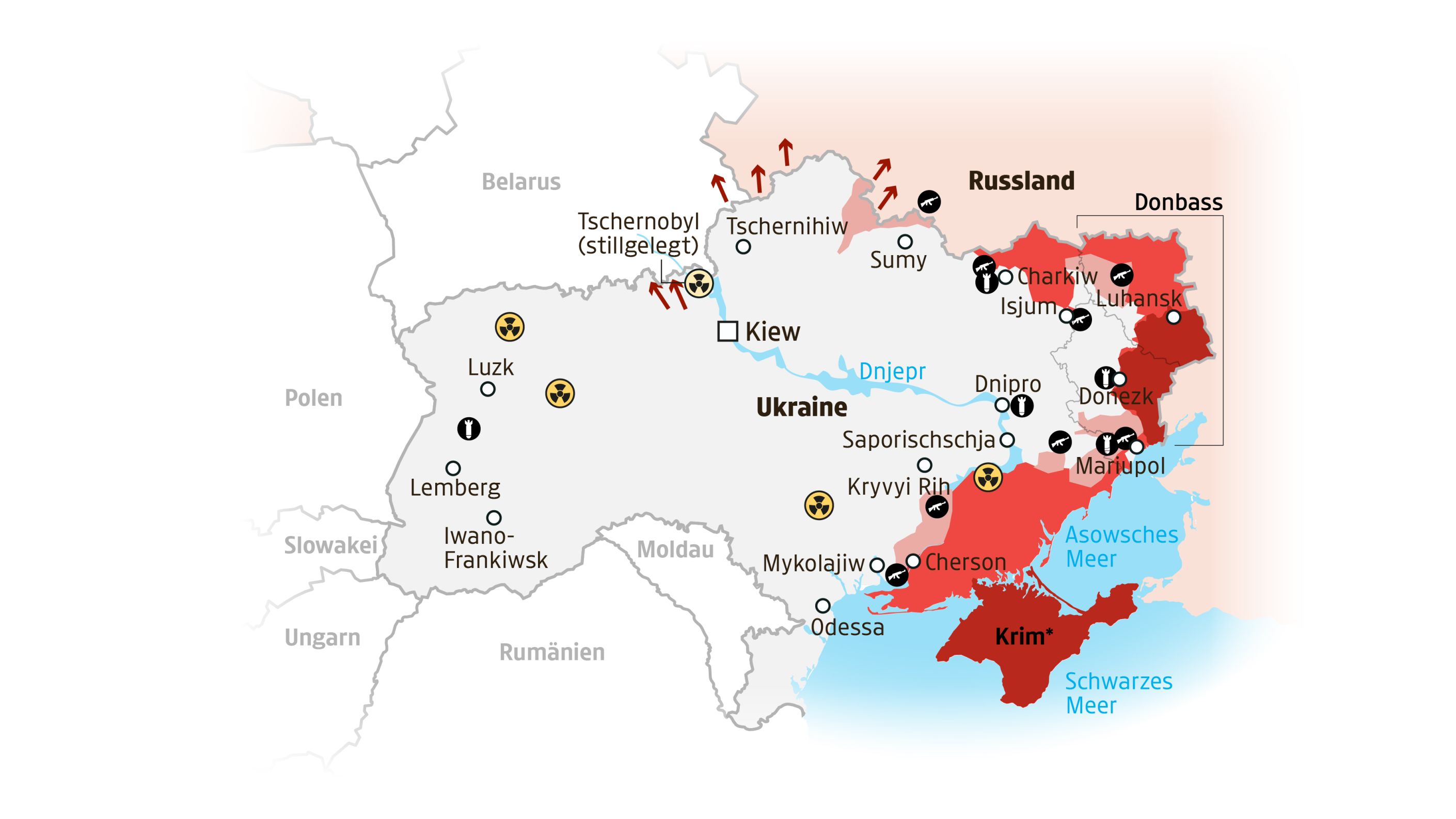 21 Monate Krieg: Der Frontverlauf in der Ukraine in Karten